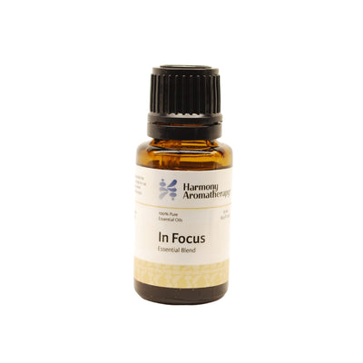 In Focus essential oil on white background