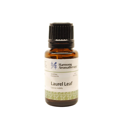 Laurel Leaf essential oil on white background