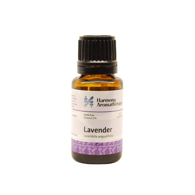 Lavender essential oil on white background