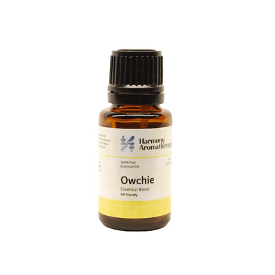 Owchie essential oil on white background